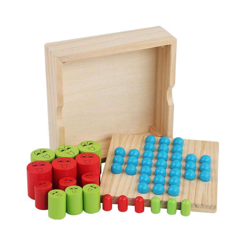 

Wooden matryoshka eating small tic-tac-toe Kongming chess 2in1 game chess logical thinking versus board game educational toys 2-In-1 tic-tac-toe