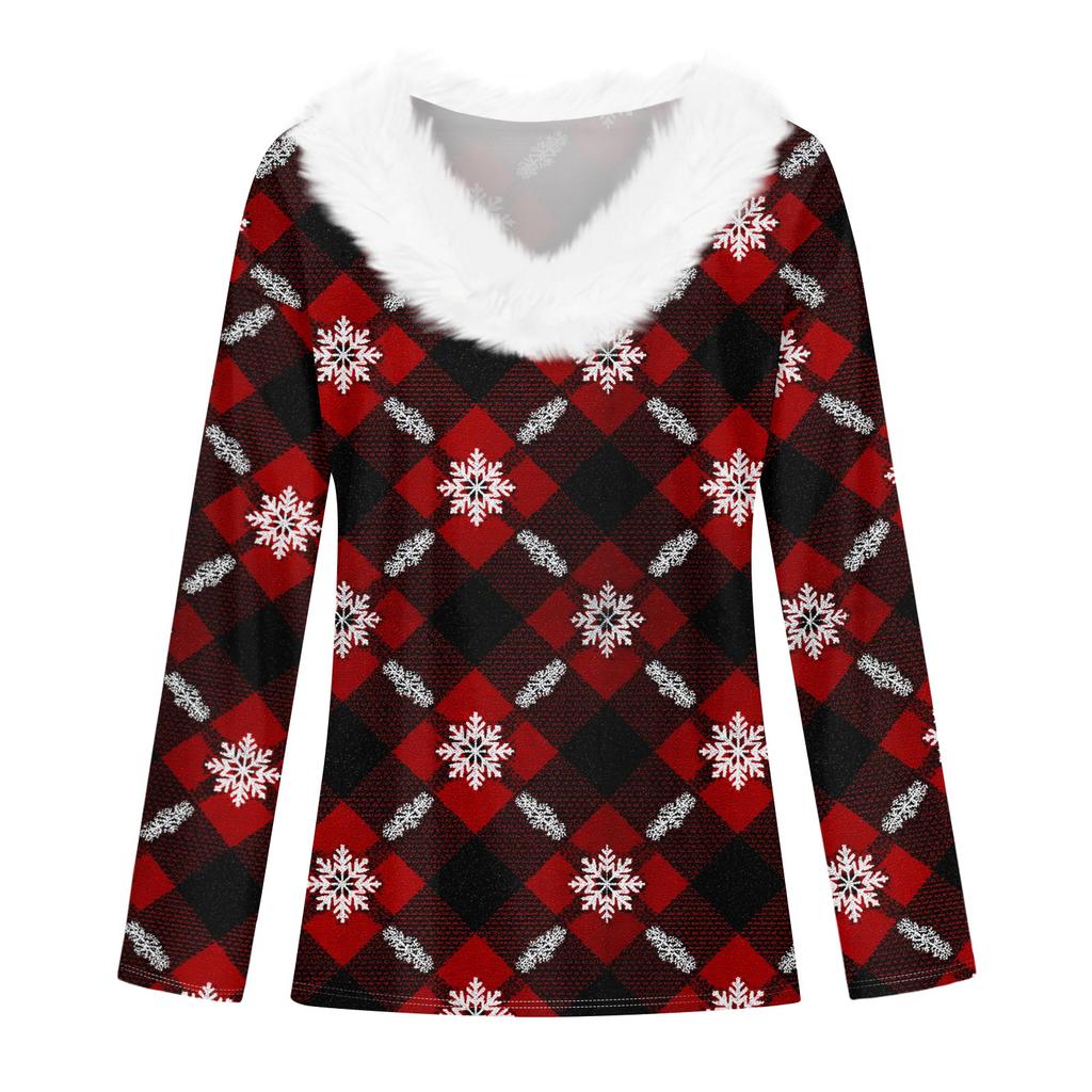 Dámské košile s dlouhým rukávem Roztomilé topy Vánoční potisky Trička Blůzy Ležérní Nadměrné velikosti Základní topy Pulovr