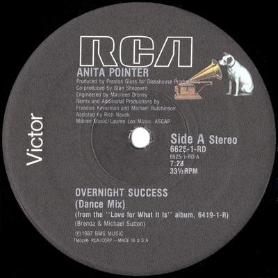 12inch Record ANITA POINTER - Overnight Success 66251RD RCA 1987 US Soul/Funk Used