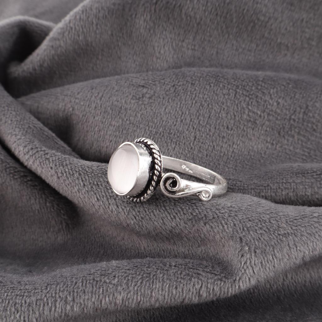 Selenite Jewelry, Handmade Gemstone Ring, 925 Solid Sterling Silver Ring Healing Jewelry, For Engagement Gift