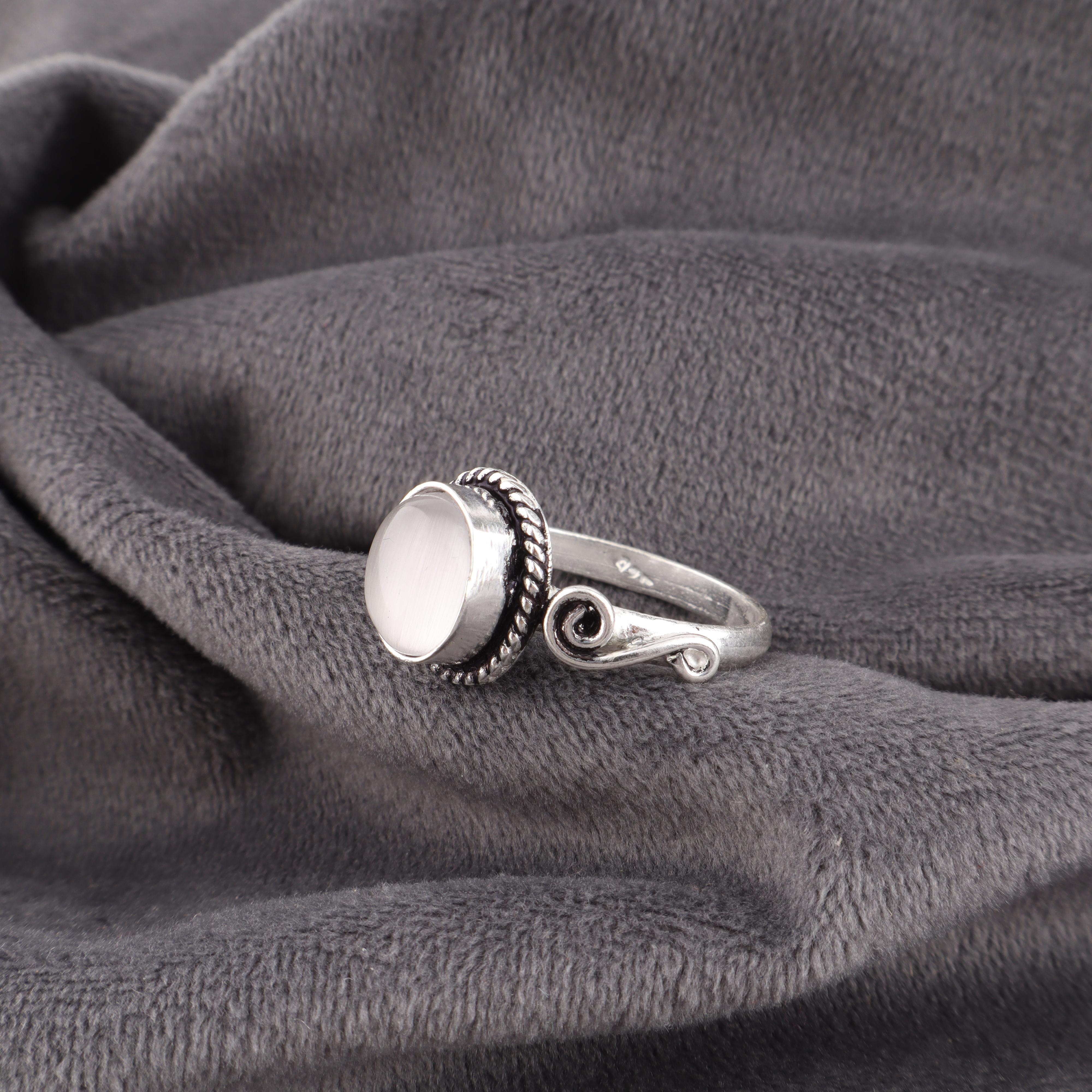 

Ювелирные изделия из селенита, Кольцо из драгоценного камня ручной работы, Кольцо из стерлингового серебра 925 пробы, Исцеляющие украшения, Для подарка на помолвку 6.5 белый