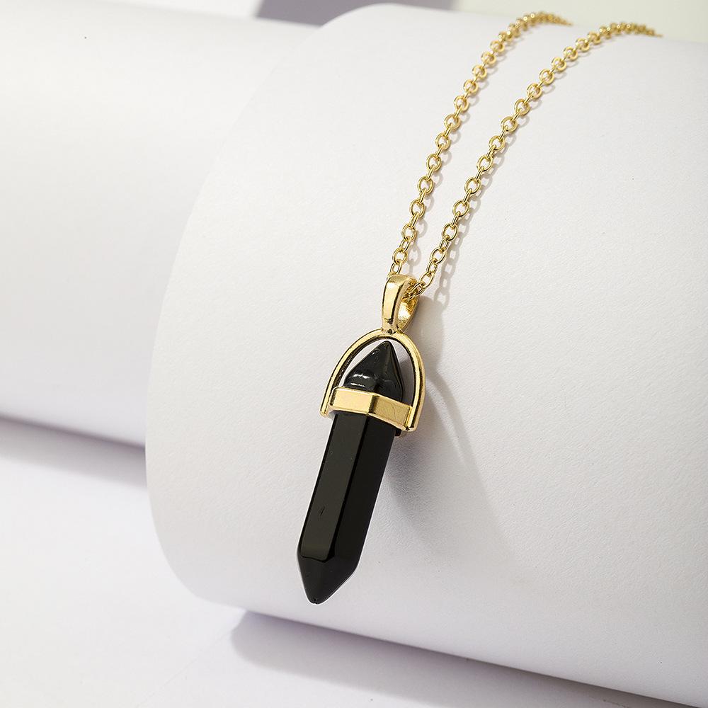 Colier cu Pandantiv Piatră Naturală Coloană Hexagonală 2023, Bijuterii de Modă Multicolor pentru Femei