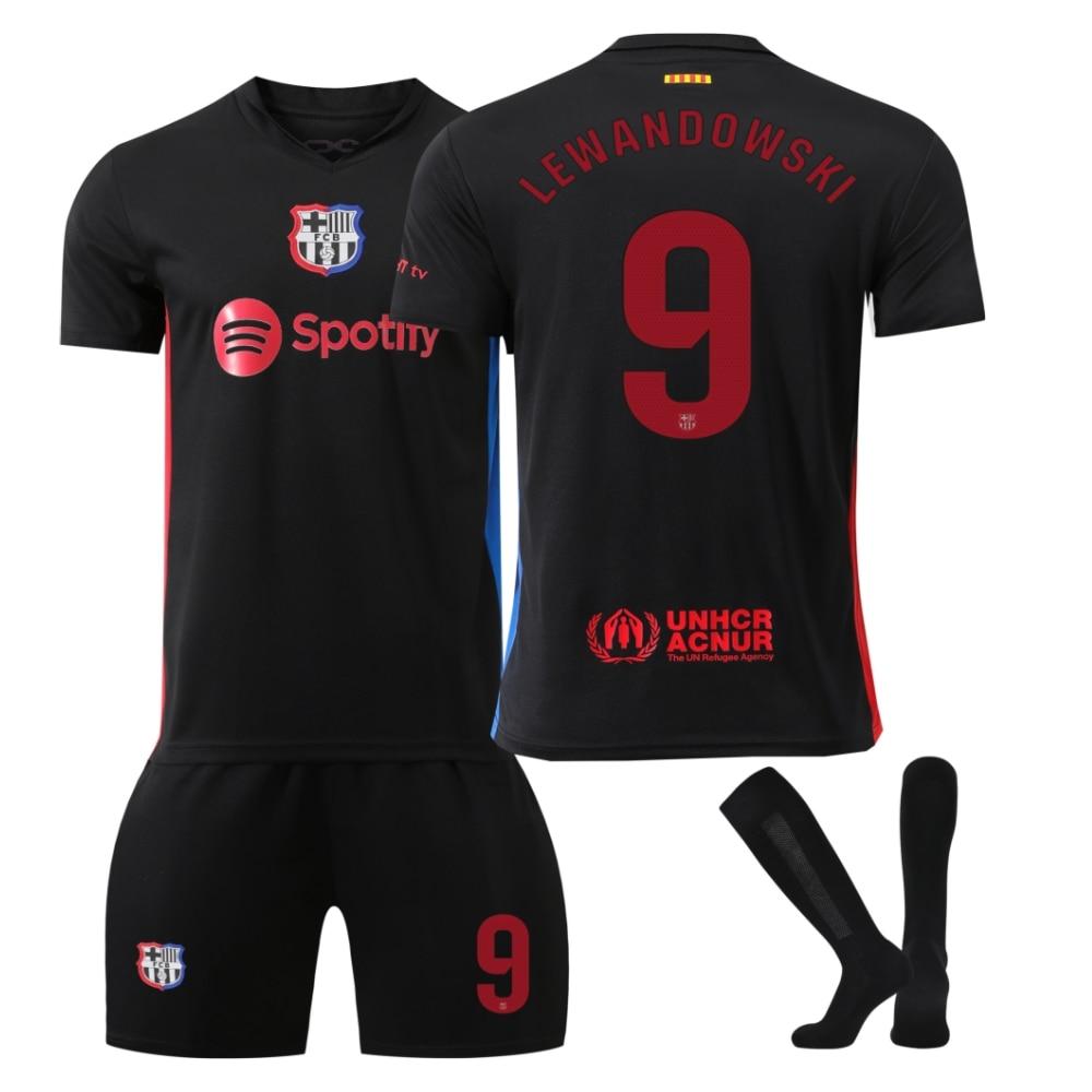 Barcelona Lewandowski 2024/25 Home Jersey Set Black Fan Version Soccer Uniform