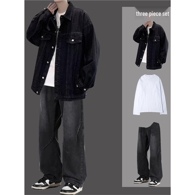 Men's Retro Denim Jacket - Trendy Spring & Autumn Casual Workwear Set for Teens
