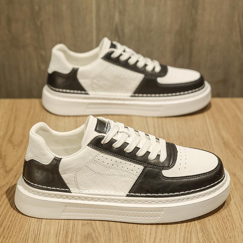 Fashion Spring Autumn Fashion Men's Casual Shoes Mens Breathable Leather Sneakers Thick Sole Lightweight Shoe Male Platform Skate Shoes