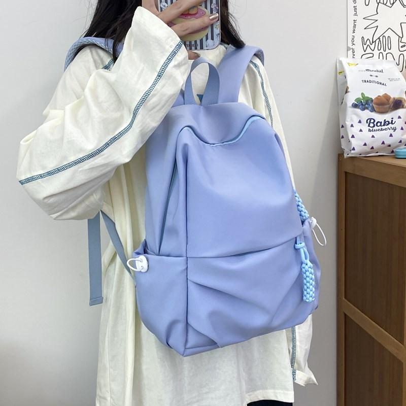 Schoolbag Schoolbag Girl Middle School Student High School College Student Korean Simple Solid Color Versatile Girl Schoolbag Light Going Out Backpack