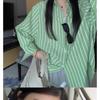 Hong Kong Style Vertical Striped Shirt New Style College Style Loose and Versatile Long-sleeved Shirt Spring and Autumn Wear for Women