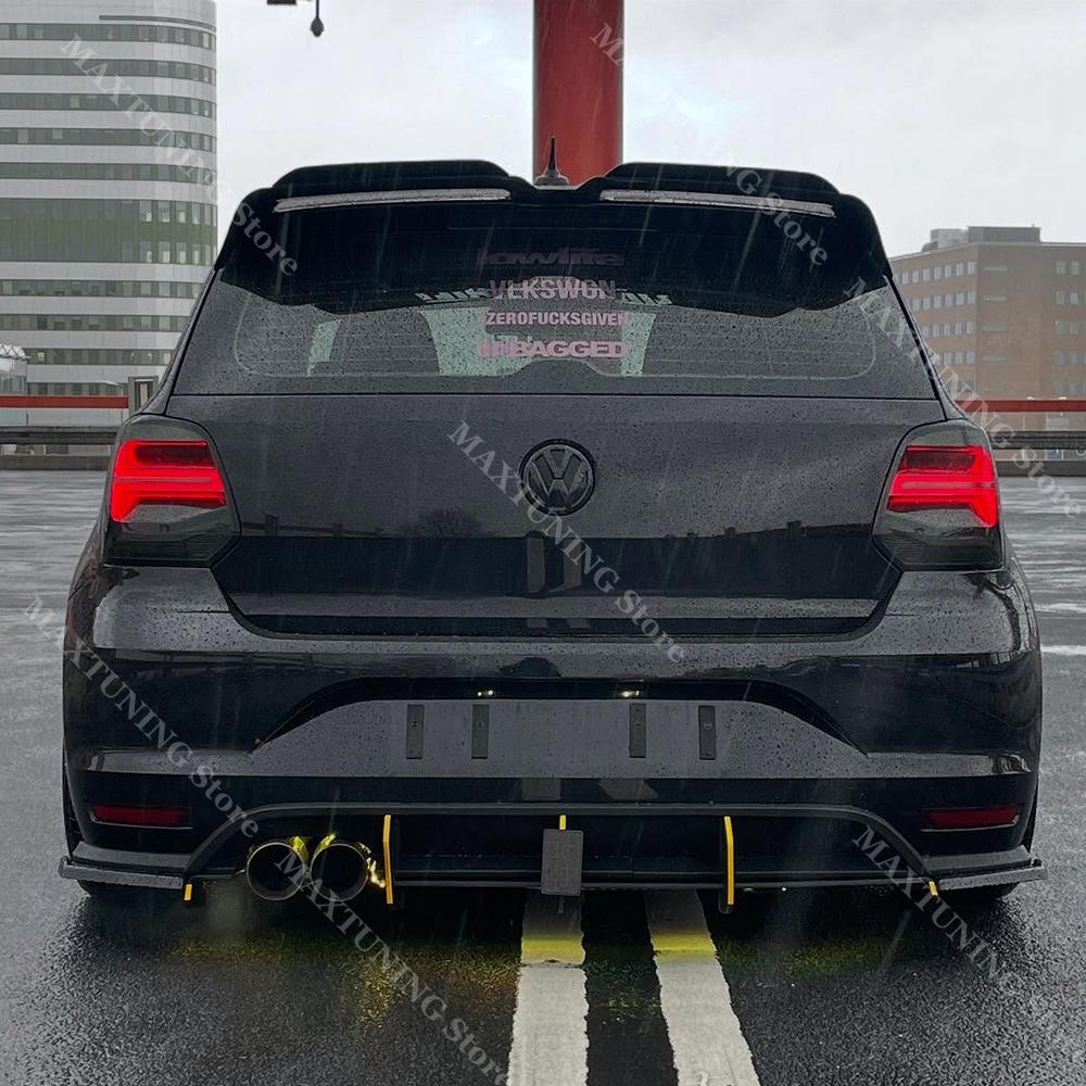 For Volkswagen Polo MK5 GTI 6R 6C 2010-2017 For Oettinger Style Roof Spoiler Extentions Flaps Boot Lip Cover Rear Wing Trim