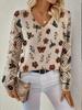 Neues bedrucktes V-Ausschnitt-Oberteil Damen beliebter Pullover Langarm Frühling und Herbst Pullover