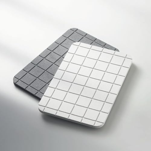 &NE Lava Stone Dry Board, Lattice LavaStone, White, 29.2cm Wide x 19.2cm Deep x 1cm Thick, Absorbent Mat for Washing Dishes, Small, Hard, Non-Asbestos