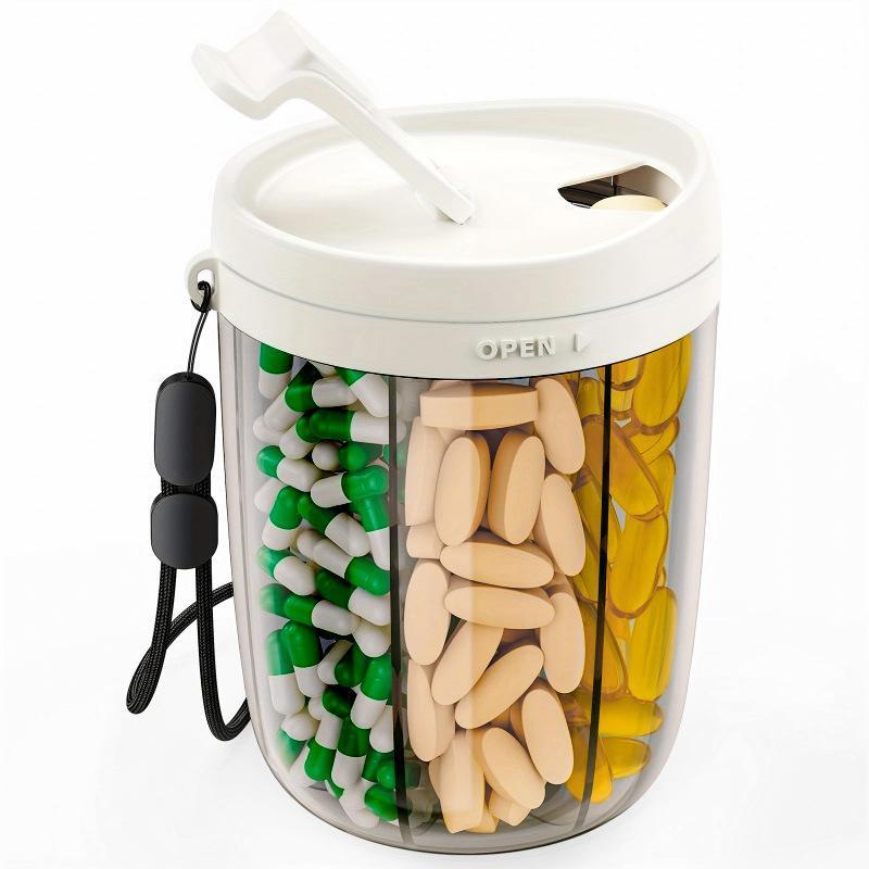 [New] 1Pcs Daily Medicine Organizer Portable 6-Compartment Vitamin Supplement Pill Storage Box For Unisex Home And Travel Use