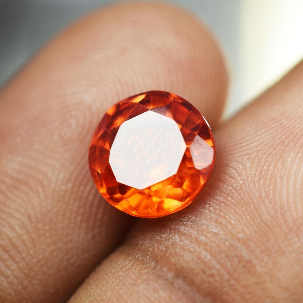 Natural Orange Ceylon Sapphire 3.1ct Round Cut AAA Certified Loose Gemstone