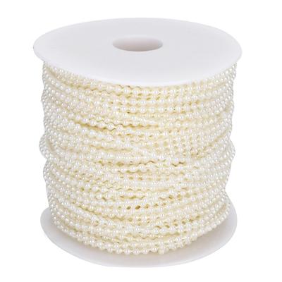 שרשרת חרוזי פנינים מלאכותיות עגולים קישוט DIY יצירה אביזרי ביגוד 3 מ"מ