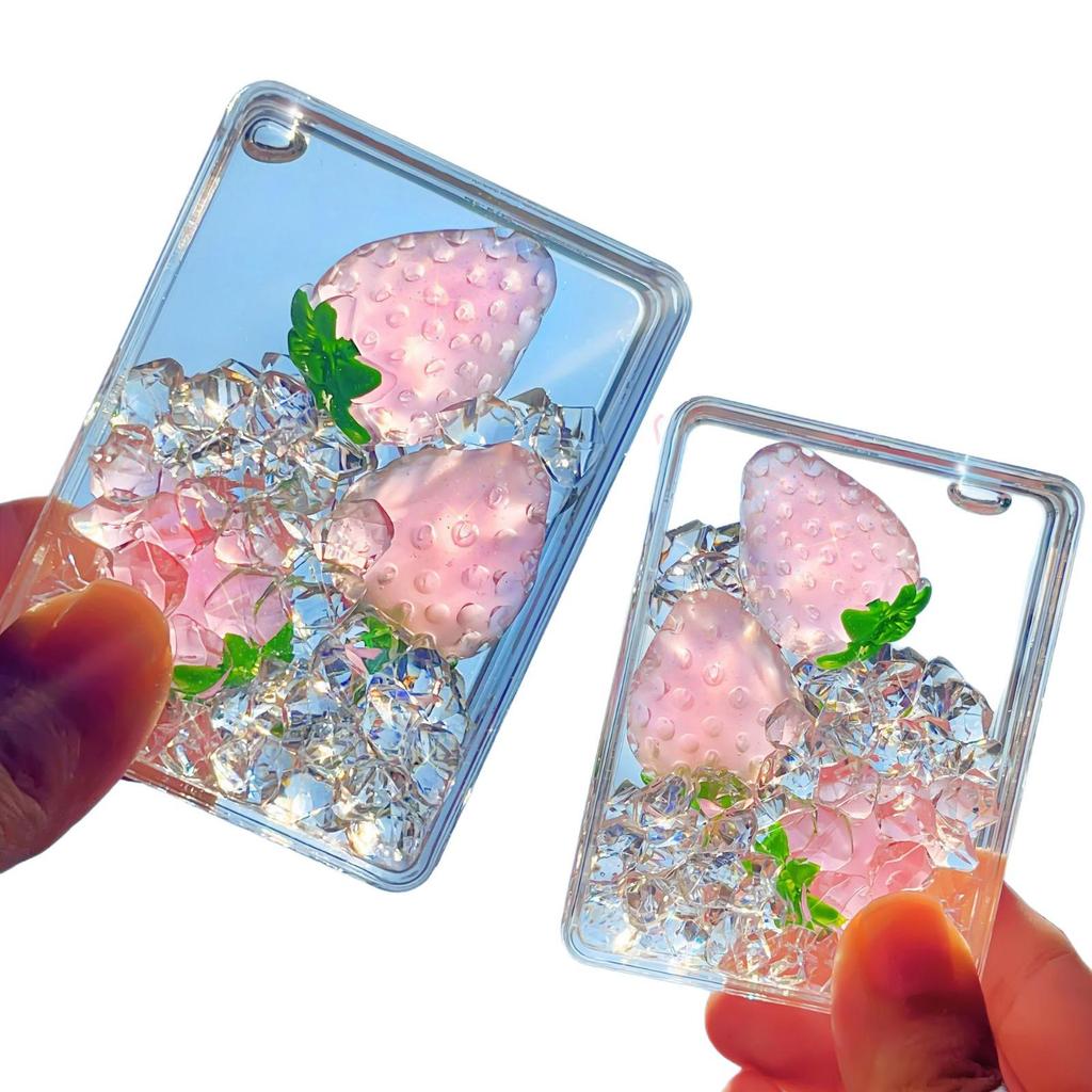 Transparent Rectangle Fruit Sand Art Ornament – Cute Acrylic Gift for Office & Birthdays