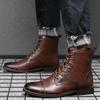 Hochwertige Herren-Stiefel aus Rindsleder, Schnürstiefeletten, klassische Business-Lederstiefel für Herren, Oxford-Stiefel, Botas