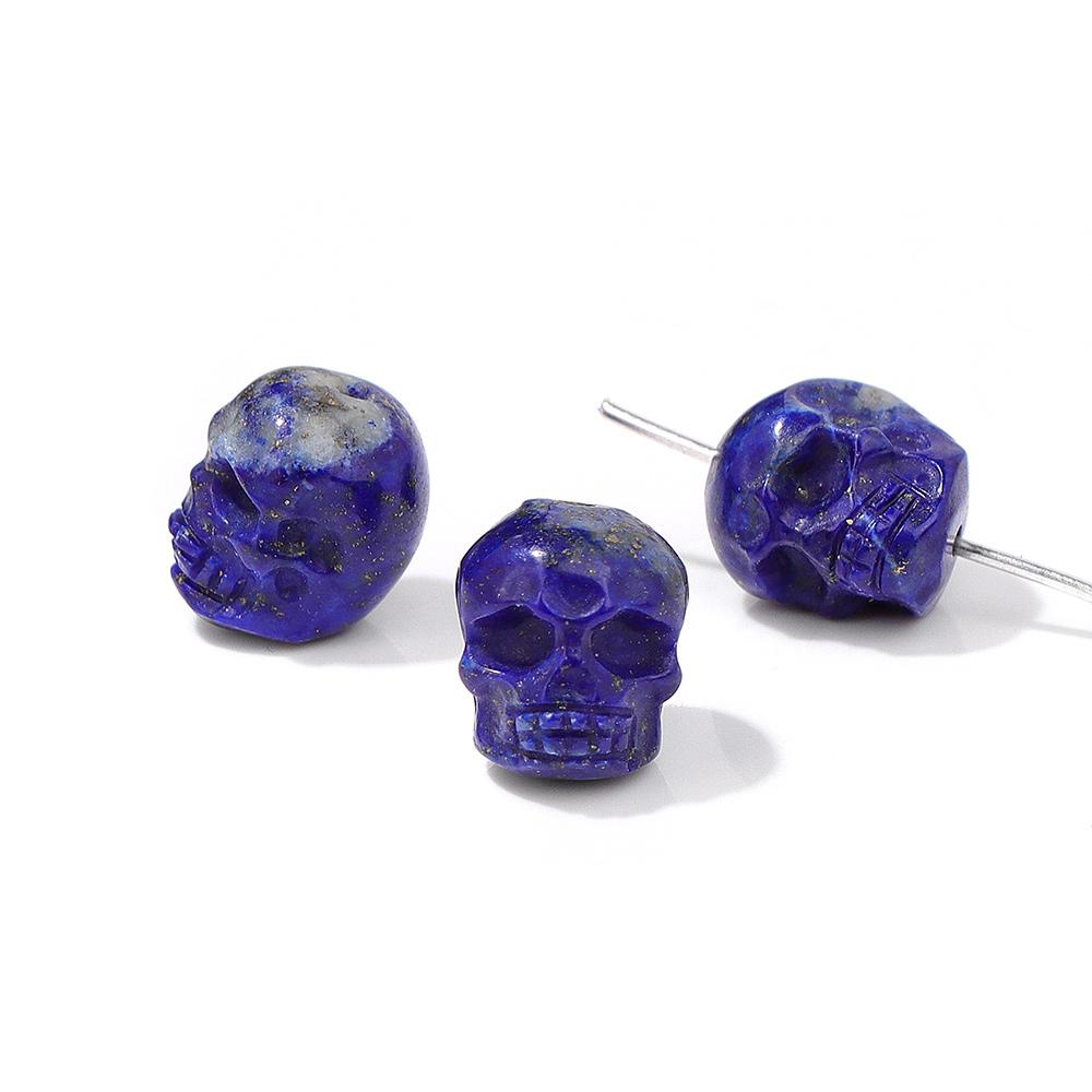 Mini Skull Head Statue Natural Stone Spacer Beads Charm Healing Crystals Reiki Carved Witchcraft Figurine Mineral Accessory Gift