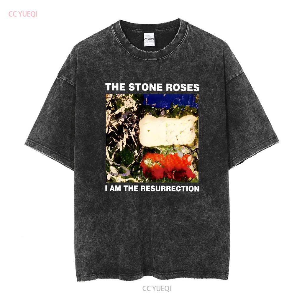 Koszulkę The Stone Roses Czarna HT50745 z długim lub krótkim rękawem vintage Prana Lekko męska Wszechstronna moda uliczna
