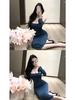 2025 Winter Off-Shoulder Two-Tone Dress: Slimming, Sexy, Elegant & Backless with Inner Camisole for Women