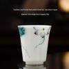 Hand-Painted Raw Jade Porcelain Tea Cup - Underglaze Blue and White Kung Fu Single Cup