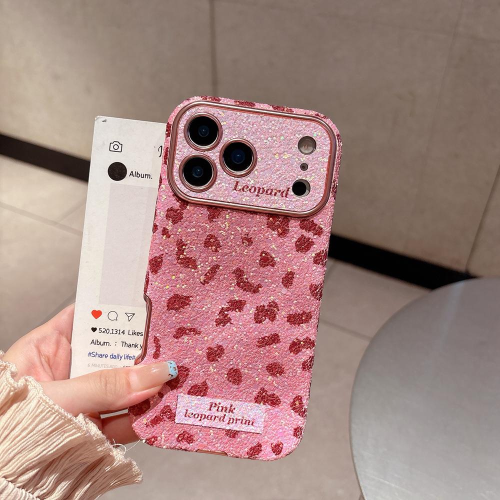 KEYSION Fashion Cute Leopard Print Phone Case for iPhone 14 15 16 17 Pro Max Rounded Edges Shockproof Cover for iPhone 15 16 17