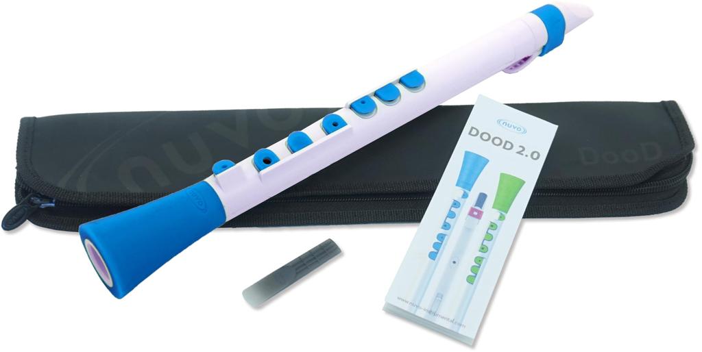 NUVO DooD Plastic Wind N430DWBL with dedicated 2.0 Instrument, White/Blue [Comes case]