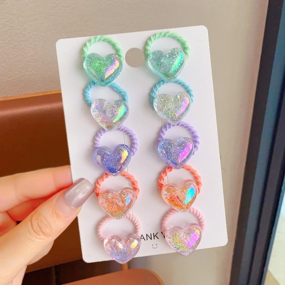 

10PCS/Set Cute Shiny Butterfly Baby Girl Hair Ropes Five-pointed Star Ponytail Headflower 3