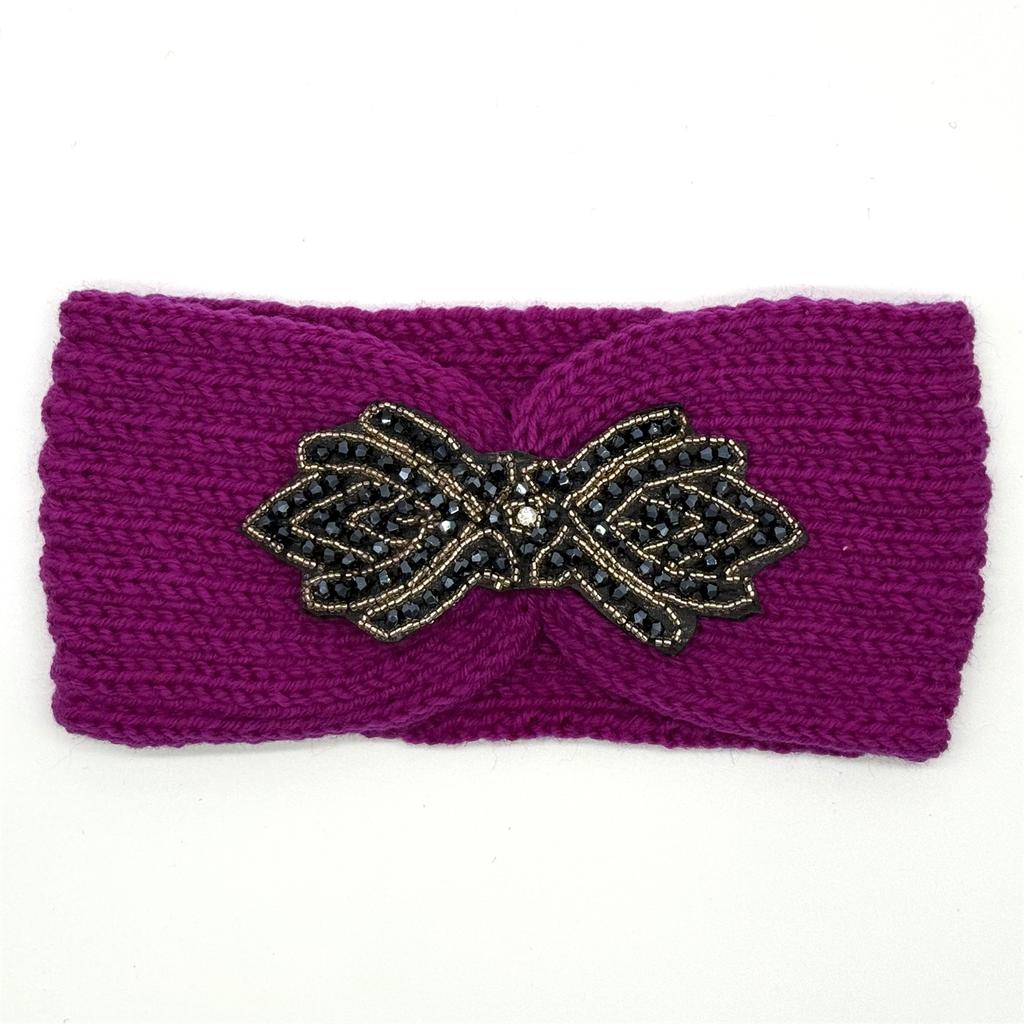 Crystal Beaded Winter Knit Headband Warm Turban Headwrap Hairbands Wool Ear Warmer Headscarf Head Wear Hair Accessories for Women Bandeau Bandanas