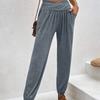 Solidne spodnie haremki z wysokim stanem damskie dorywczo luźne spodnie szerokie nogawki damskie 2023 modna kieszeń Chic w pasie wąskie spodnie 28431