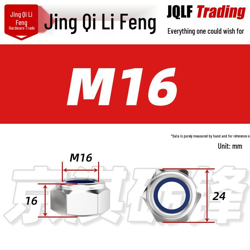 201 Stainless Steel Hex Nut with Nylon Insert, Self-Locking M4-M20
