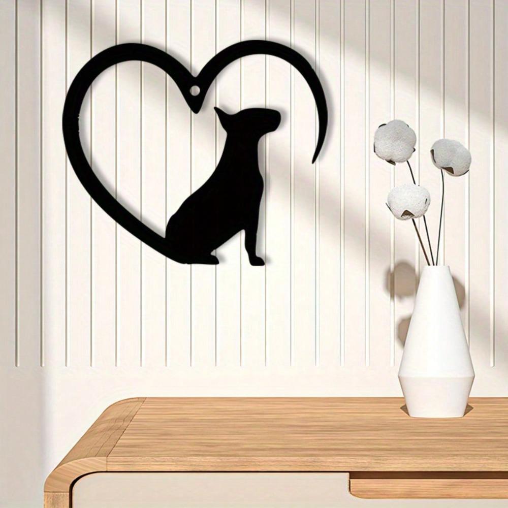 Retro Bulldog Heart Shaped Metal Wall Art Weather Resistant Iron Garden Decor