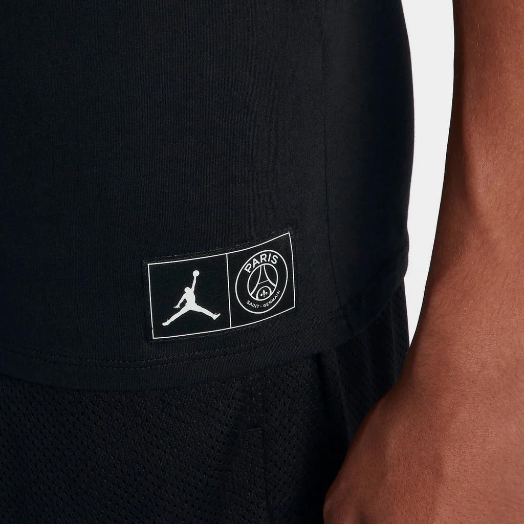 Jordan X Paris Saint-Germain Co-Branded Logo Print Crew Neck Short Sleeve T-Shirt Men Tops Black BQ4278-010