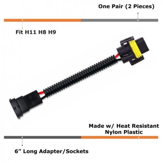 H11 H8 H9 Extension Wiring Harness Sockets Wire For Headlights or Fog Lights