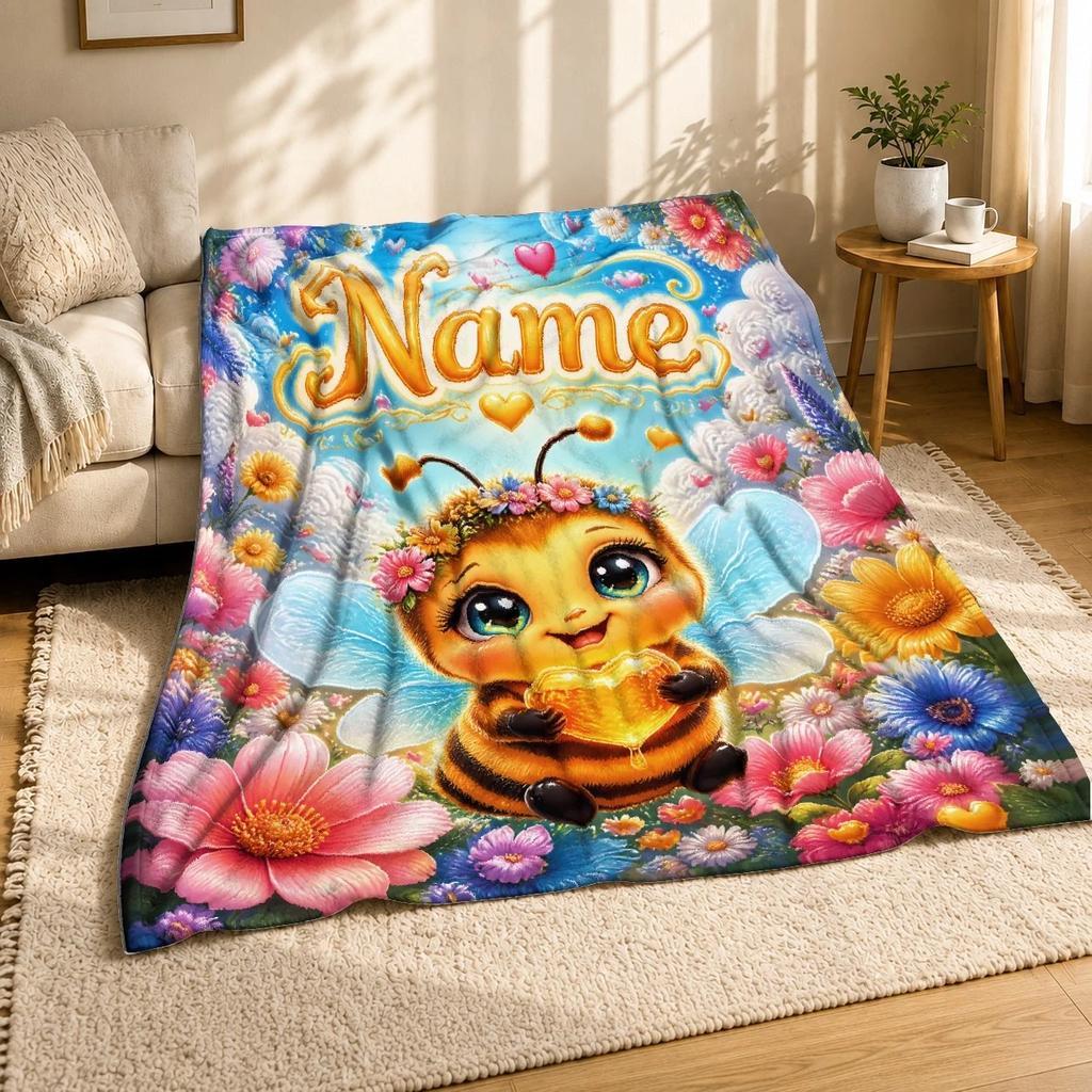 Bee With Heart Coral Fleece Blanket