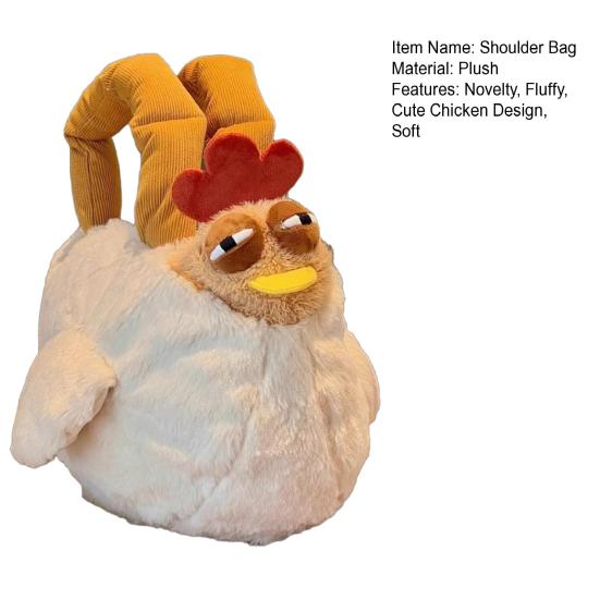 Fuzzy Chicken Purse Cute Chicken Shoulder Bag Fluffy Plush Hen Animal Prank Gift Handbag Kawaii Stuffed