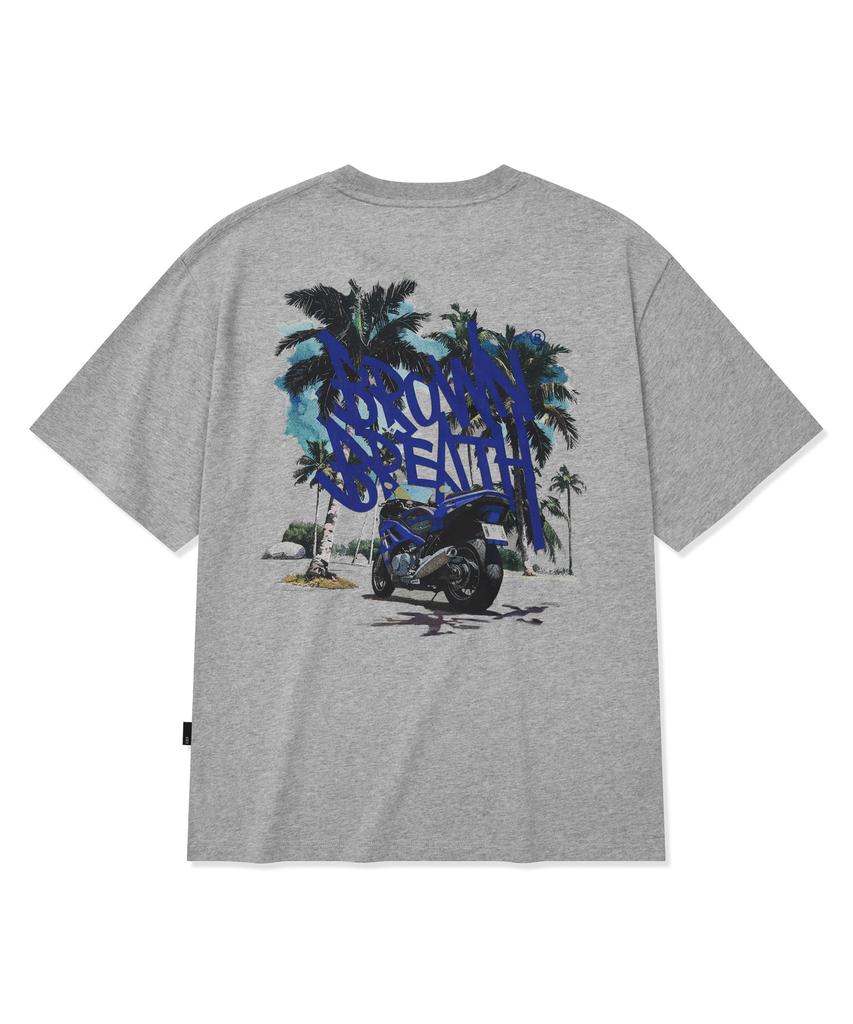 BROWNBREATH Tag Palm Circuit Tee - Melange Gray