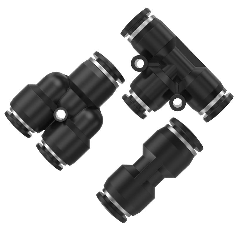 Pneumatikkomponenten - Gasrohr-Schnellverbinder - Schwarz PG/PW/PEG8-6/10-6 T-Stück T-förmige Gasrohrkupplung