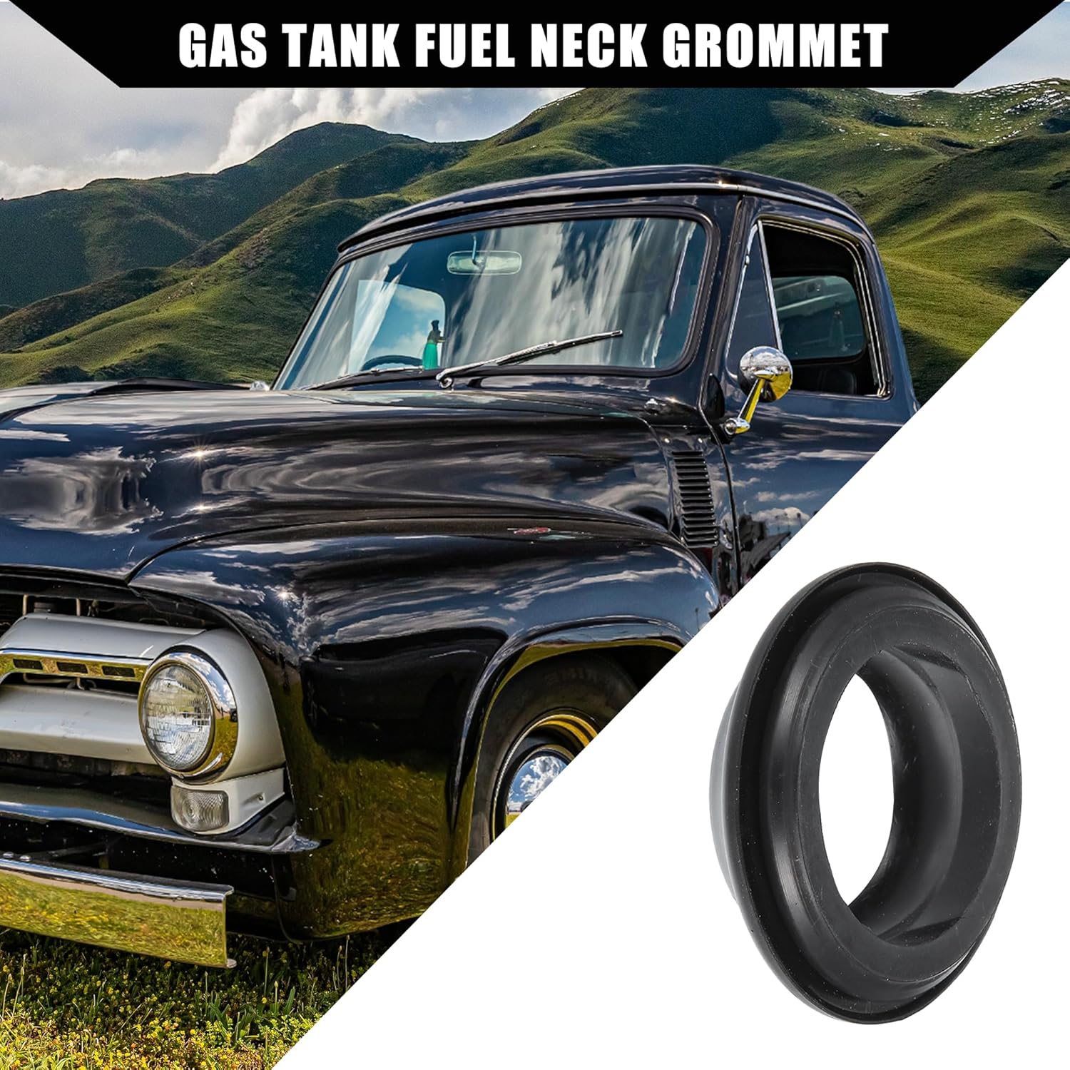 F09-15165-115 Gas Tank Fuel Neck Grommet for Ford F-100 1957-1969 for F-250 1957-1969 / Rear Filler Neck Tube Rubber Grommet/Seal Rubber / 1Pcs Black