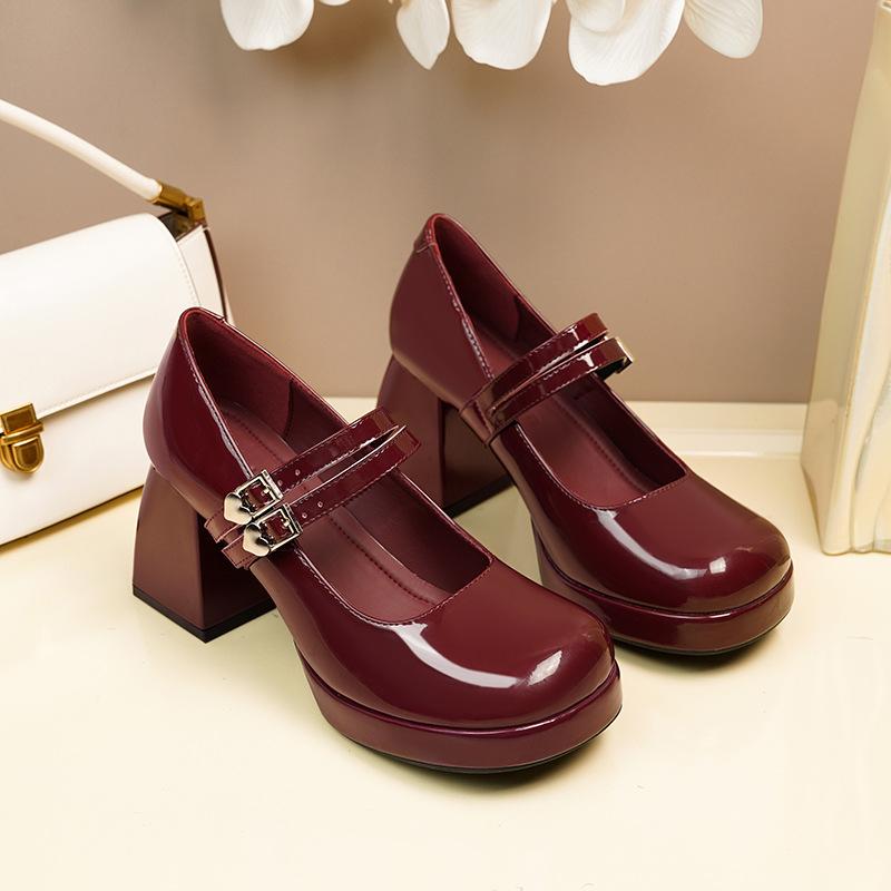 New Womens High Heels High Quality Women's Leather Shoes With Thick Heels Fashionable Women's Banquet Wedding Shoes