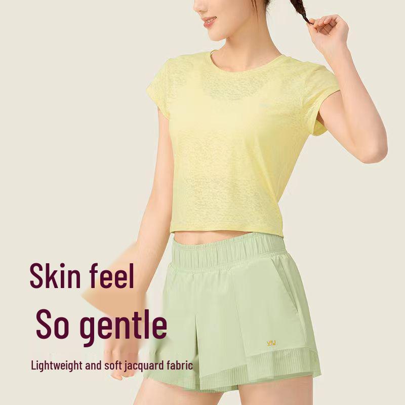 

Женский весенне-летний быстросохнущий топ для йоги с красивой сетчатой спинкой M (48-55 kg) жёлтый