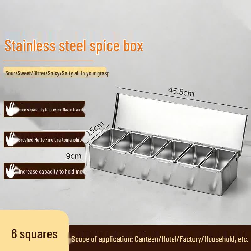 Stainless Steel Multi-Grid Seasoning Box
