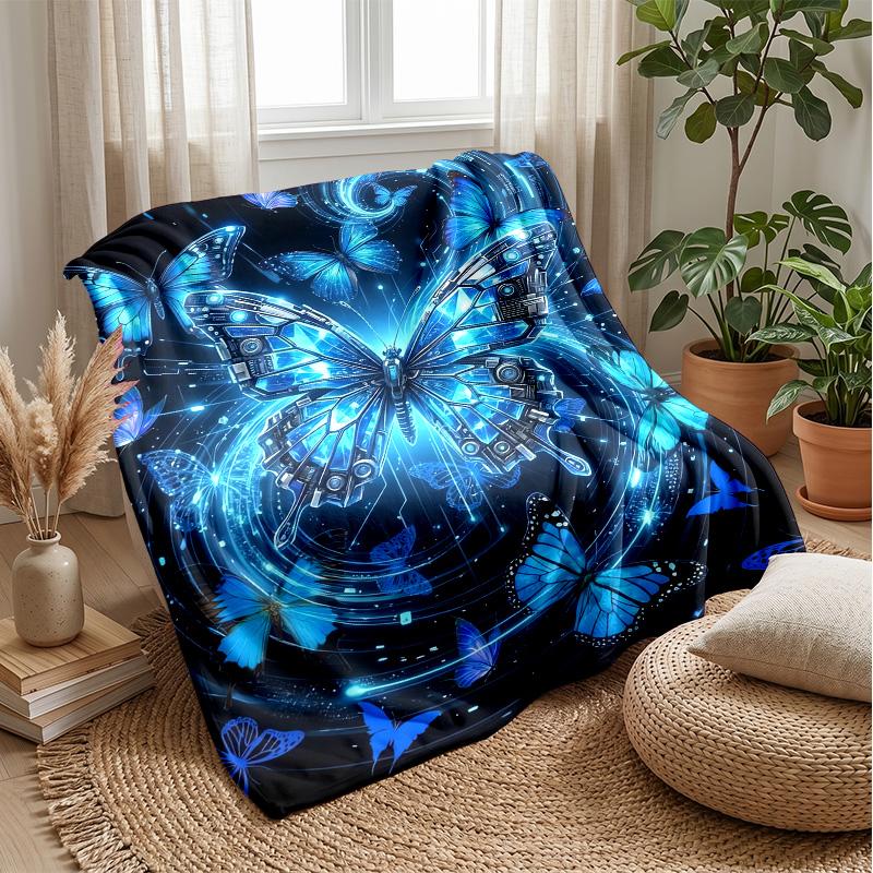 Floral Pig with Butterflies Theme blanket Lightweight Warm Flannel Blanket Decorative Throw Blanket for Home Decoration