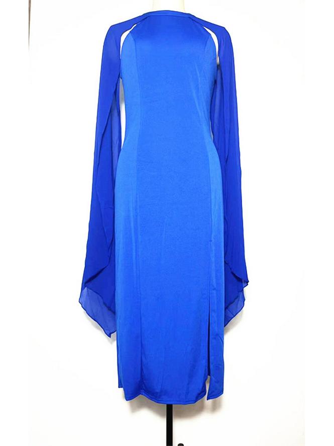 

Женское стильное вечернее платье из шифона с вставками - Элегантный европейский и американский королевский стиль 5XL синий