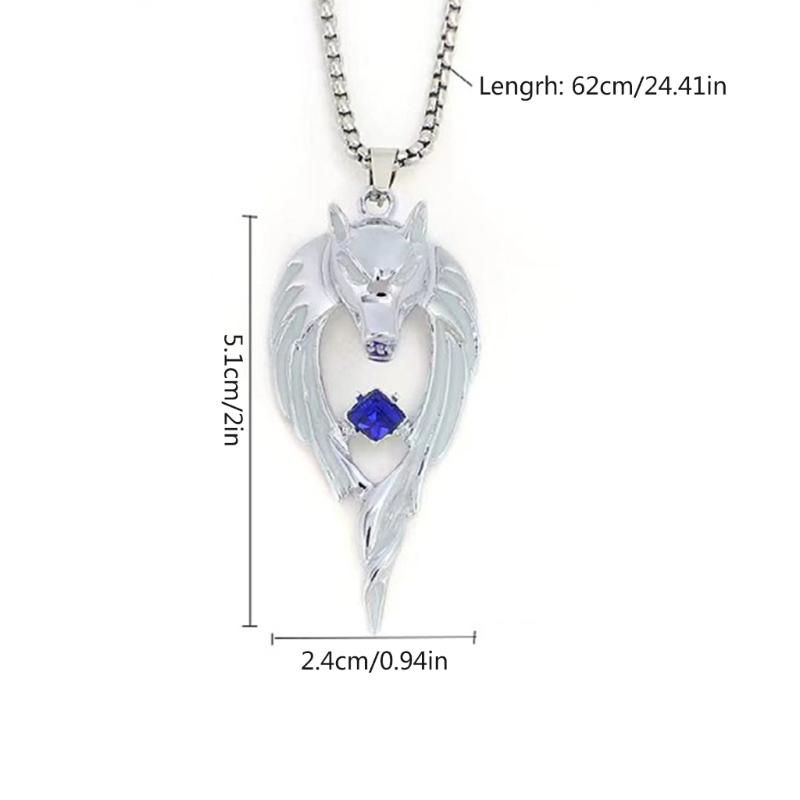 Wolf Pendant Necklace Luminous Animal Sweater Chain Long Necklace Glow In the Dark Jewelry Gift for Women Men Teens