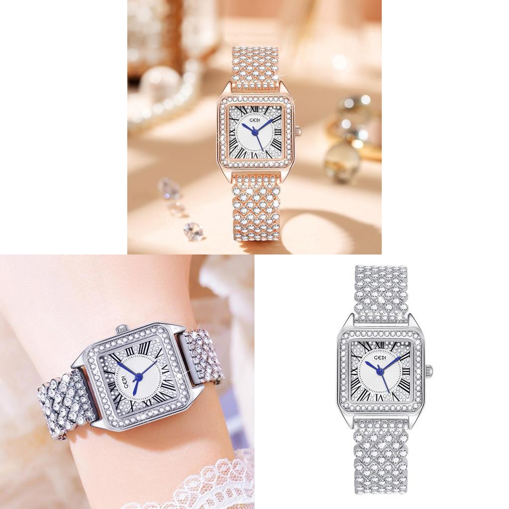Classic Square Ladies Quartz Watch With Diamonds Waterproof For Fashion Enthusiasts