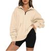 European and American Women's 2022 Autumn/Winter Pocket Half-Zip Long Sleeve Pullover Hoodie Sweatshirt
