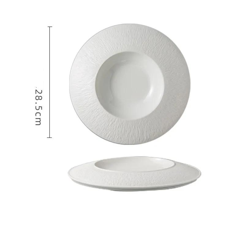 Farfurie Creativă Rotundă din Ceramică pentru Cină, Farfurie pentru Paste, Farfurie pentru Friptură, Veselă de Uz Casnic pentru Bucătărie, Culoare Solidă, Farfurie pentru Gustări, Farfurie pentru Salată, Farfurii pentru Supă