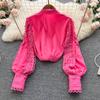 Design Crochet Temperament Long Sleeve Shirt Top Autumn Women's Loose Shirt