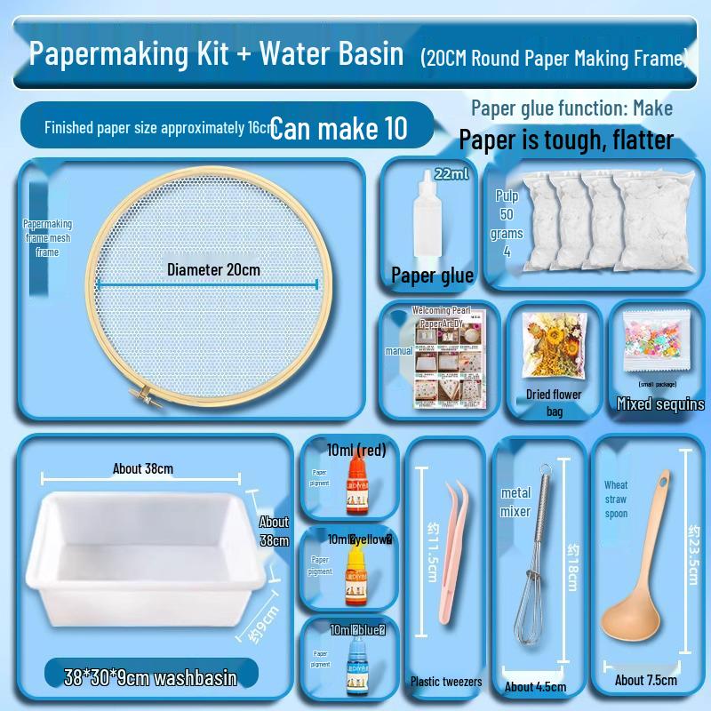 DIY Ancient Papermaking Kit for Kids: Educational Flower & Plant Pulp with Wooden Frame Screen Tools
