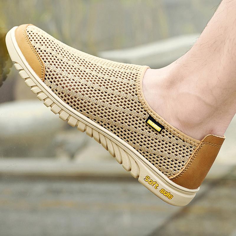 Mens Breathable Sneakers Summer Hollow Out Casual Leather Shoes Men Lightweight Men — фото 7