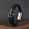 Stainless Steel Anchor Mens Layered Braided Bracelet Geometric Style Fashion Accessory Casual Outdoor Wear